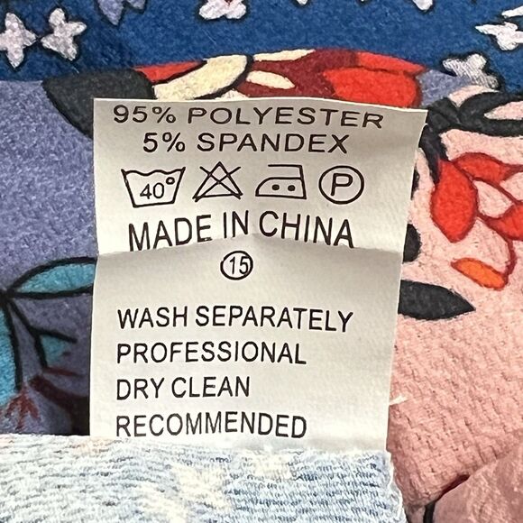 Patchwork Boho Blouse Women's Sz XL Floral Hippie Navy Multi Peasant Fall Colors - Picture 7 of 11